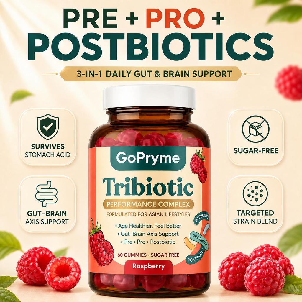 Gopryme Tribiotic Performance Complex – Raspberry Gummies